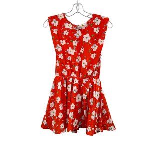Young Threads Womens Floral Mini Dress A-Line Orange/Multi Size Small New